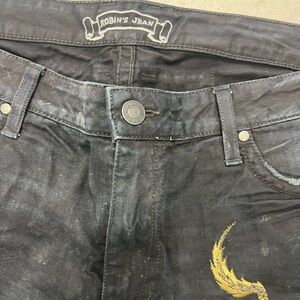 Robin's Jean Men's Straight Jeans - Black with Gold Accent